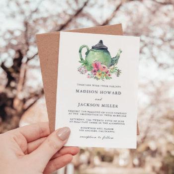 watercolor tea party wedding invitation