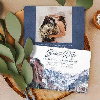 Small Watercolor Telluride Co Wedding Ski Save The Date Front View