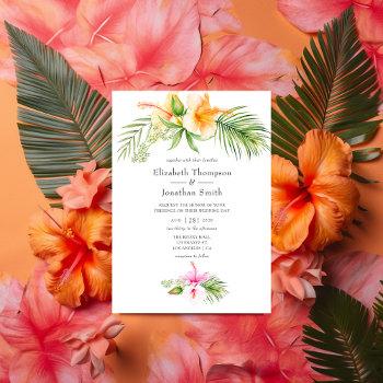 watercolor tropical floral beach wedding invitation