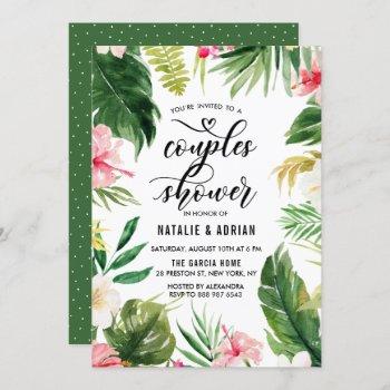 Small Watercolor Tropical Floral Frame Couples Shower Front View