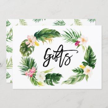 Small Watercolor Tropical Floral Wreath Gifts Sign Front View