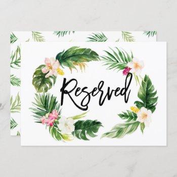 Small Watercolor Tropical Floral Wreath Reserved Sign Front View