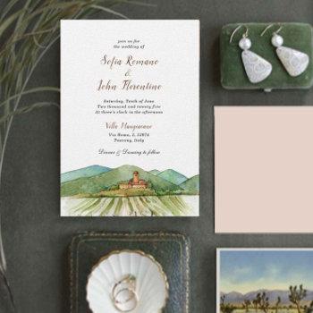 watercolor vineyard destination wedding invitation