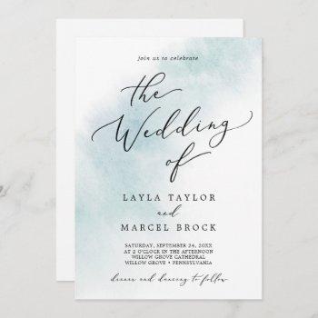 watercolor wash | blue all in one wedding invitation