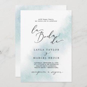watercolor wash | blue la boda de wedding invitation