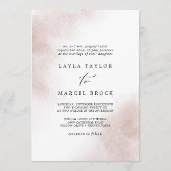 watercolor wash | blush traditional wedding invitation