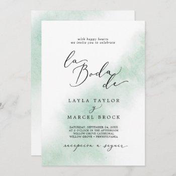 watercolor wash | green la boda de wedding invitation