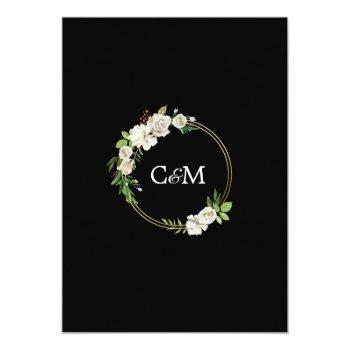 Small Watercolor White Black Gold Floral Wedding Back View