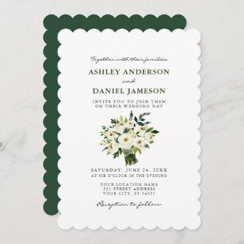 watercolor white floral wedding greenery s invitation