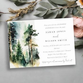 watercolor woodland forest wedding anniversary invitation