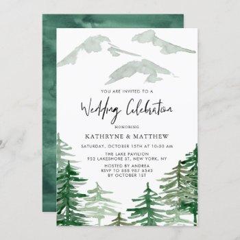 watercolor woodland forest wedding celebration invitation