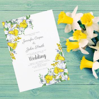 watercolor yellow gray daffodil spring wedding invitation