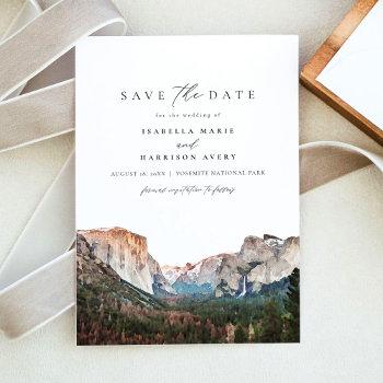 Small Watercolor Yosemite National Park Save The Date Front View