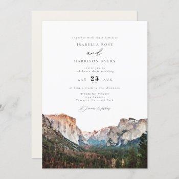 Small Watercolor Yosemite National Park Skyline Wedding Front View