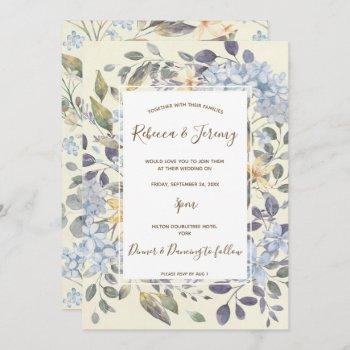 watercolour blue floral hydrangea wedding invite