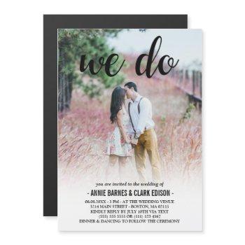 Small We Do Black Script Photo Wedding Magnetic Front View