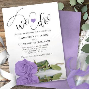 we do! elegant lavender purple rose chic wedding invitation