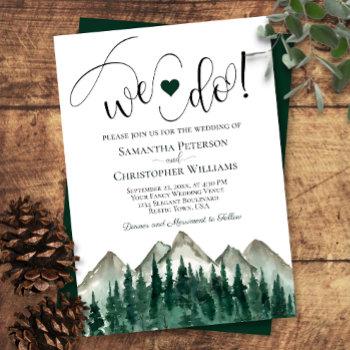 we do! watercolor mountains & pines rustic wedding invitation