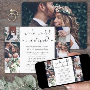 we eloped 7 photo collage wedding reception only invitation