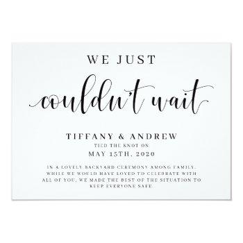 Small We Just Couldn't Wait Wedding Announcement Postcar Front View