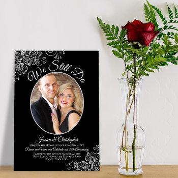 we still do black silver lace wedding vow renewal invitation