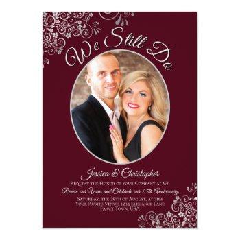 Small We Still Do Burgundy & Silver Wedding Vow Renewal Front View