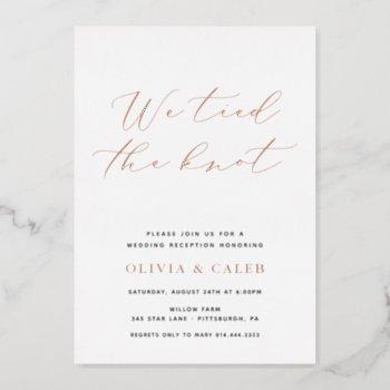 we tied the knot elopement celebration real foil invitation