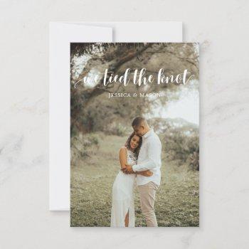 Small We Tied The Knot Invite Eloped Announcement Photo Front View