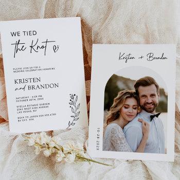we tied the knot minimalist photo wedding invitation