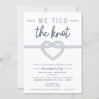 Small We Tied The Knot Wedding Announcement And Invite Front View