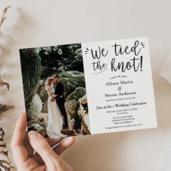 we tied the knot with photo wedding reception invitation