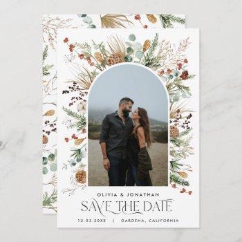Small Wedding 1 Photo Arch Watercolor Botanical Floral S Save The Date Front View