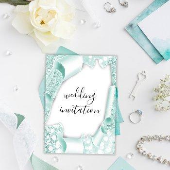 Small Wedding 3d Effect White Mint Green Frame Front View