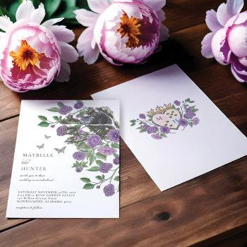 wedding alice in wonderland cheshire cat & florals invitation