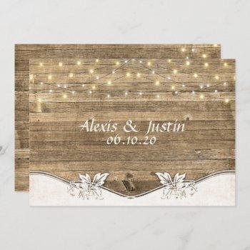 wedding barn wood and lights invitation