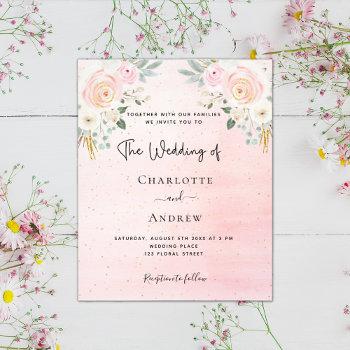 Small Wedding Blush Pink Floral Social Media Budget Flyer Front View