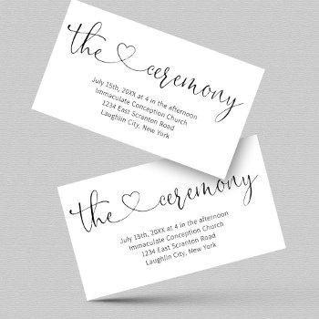 Small Wedding Ceremony Enclosure Card - Simple Front View