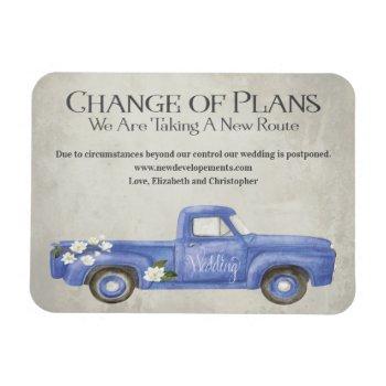 wedding change of plans blue vintage truck magnet