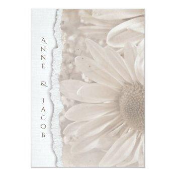Small Wedding Daisy In Sepia With Torn Paper Edge Front View
