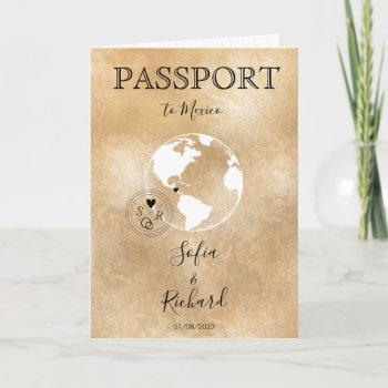 wedding destination mexico passport gold world map invitation