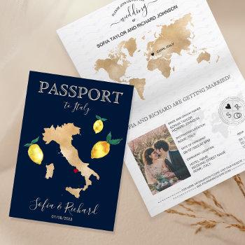 wedding destination passport gold capri italy  invitation