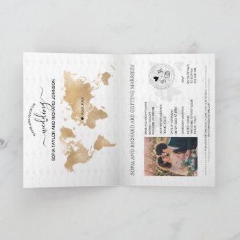wedding destination passport gold world map invita invitation