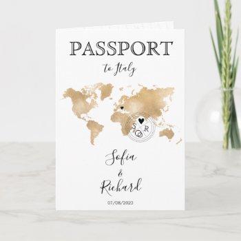 wedding destination passport gold world map invitation