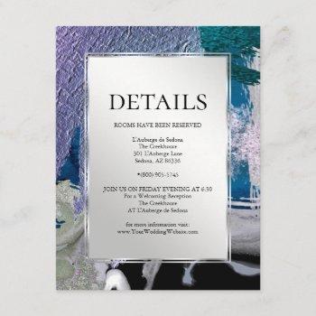 Small Wedding Details | Metallic Strokes Violet Teal Enclosure Card Front View