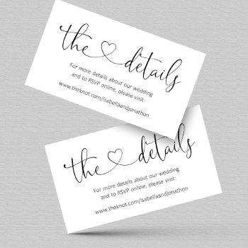 Small Wedding Details Website Enclosure Card - Simple Front View