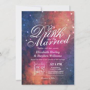Small Wedding Eat Drink Be Married Galaxy Constellations Front View
