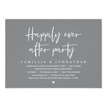 Small Wedding Elopement, Happily Ever After Party Invita Front View