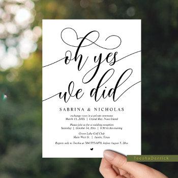 wedding elopement party, oh yes, we did invitation