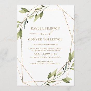 Small Wedding Ethereal Geometric Greenery Gold Vines Front View