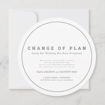 Small Wedding Event Change Of Plan Postponed Circular Save The Date Front View